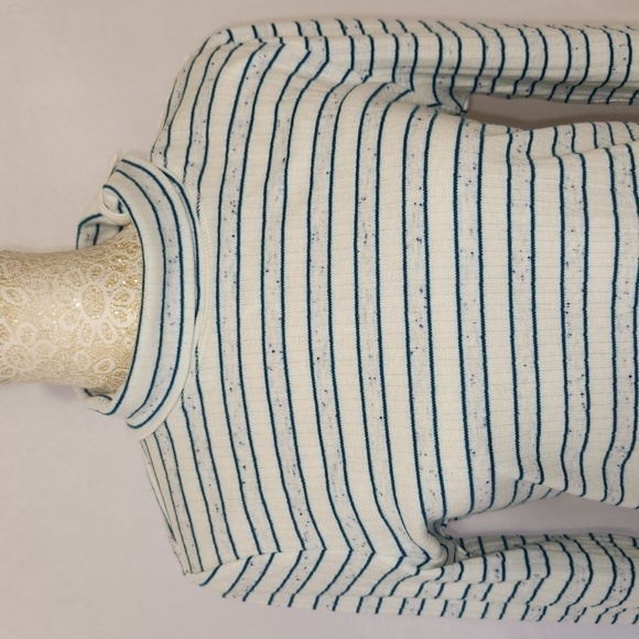 T by Talbots Blue Striped Side Snap Turtleneck Long Sleeve Pull Over Tunic SZ LP - Picture 7 of 16